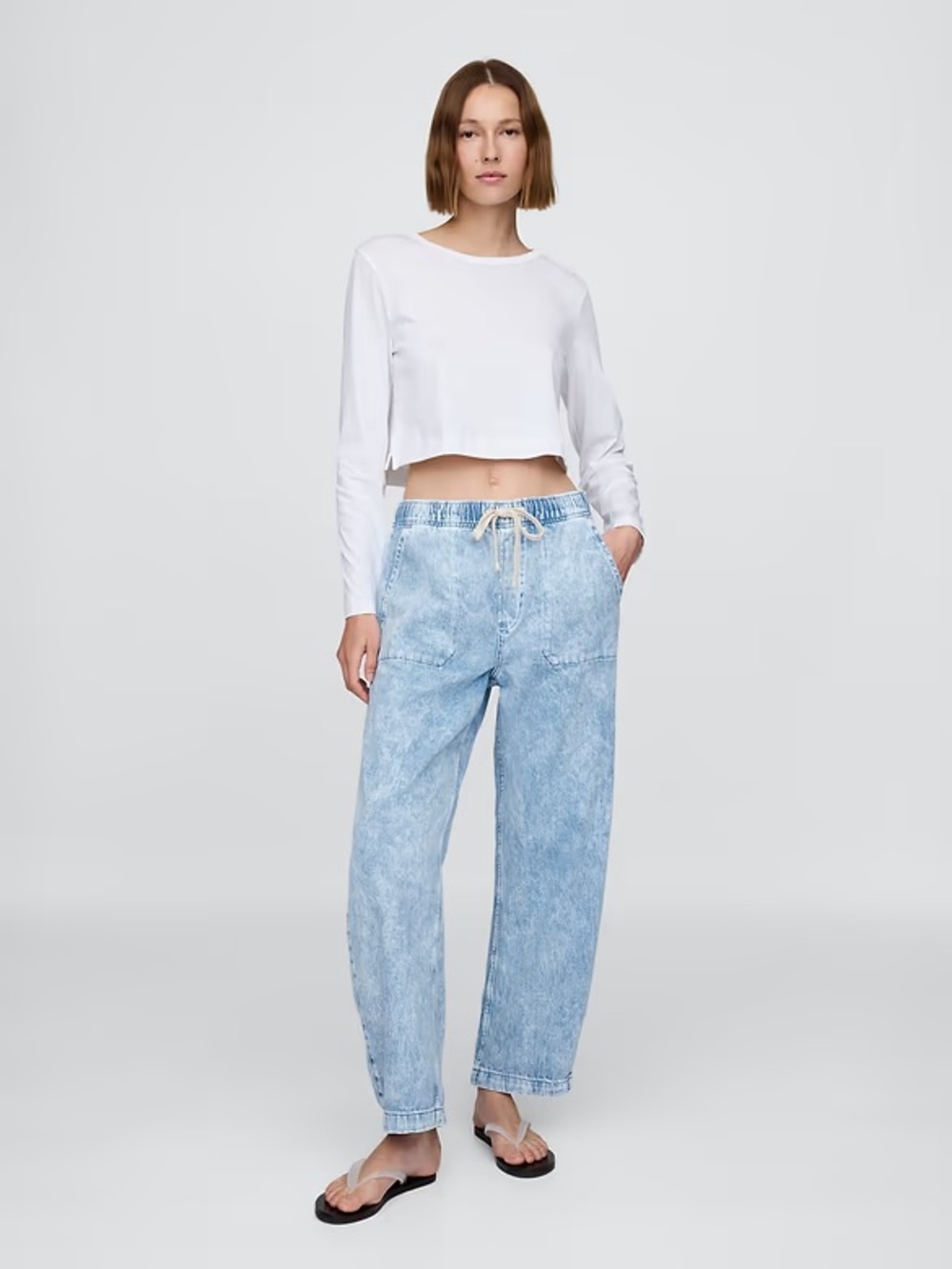 Gap High Rise Barrel Jeans - Light Blue - Regular Medium